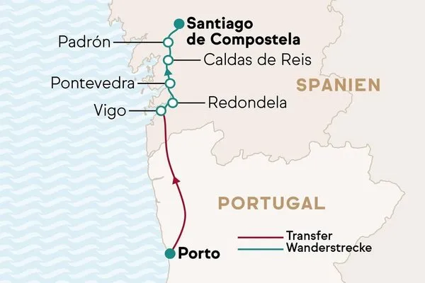 Wandern auf dem Jakobsweg: Camino Portugués ab Vigo mit Gepäcktransport und Transfers